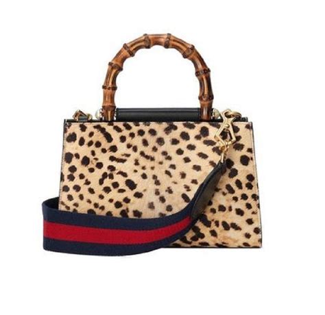 gucci nymphaea leopard print pony hair black leather mini satchel|Bags .